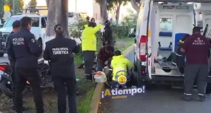 Motociclista choca contra árbol en Bulevar 5 de Mayo