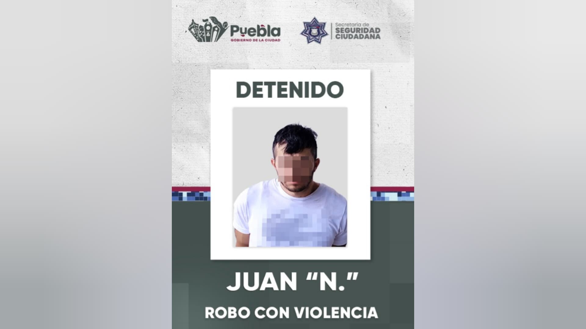 Detienen a hombre por presunto robo con violencia en Puebla