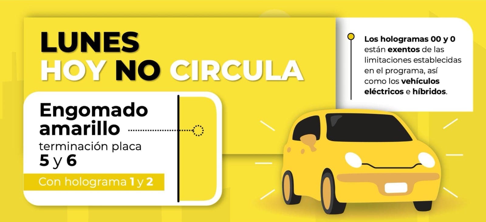 Restringen circulación a vehículos con engomado amarillo este lunes