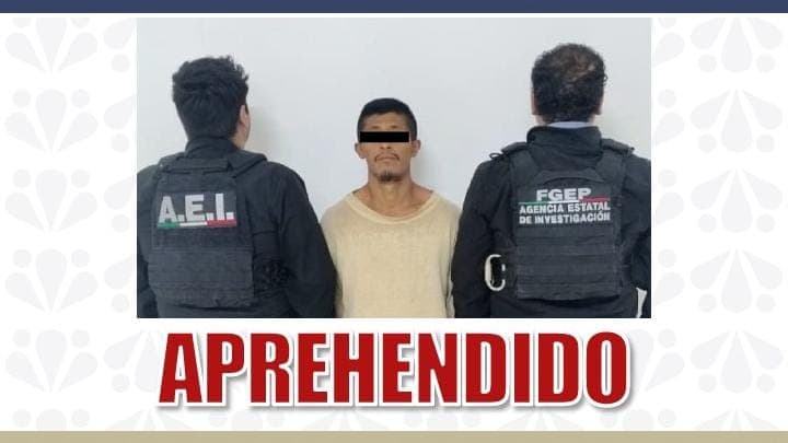 Aprehenden a presunto responsable de robo agravado en Puebla
