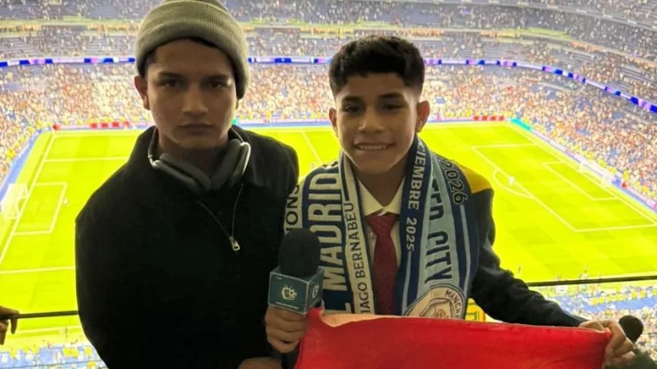 Joven narrador peruano comenta partido en el Bernabéu